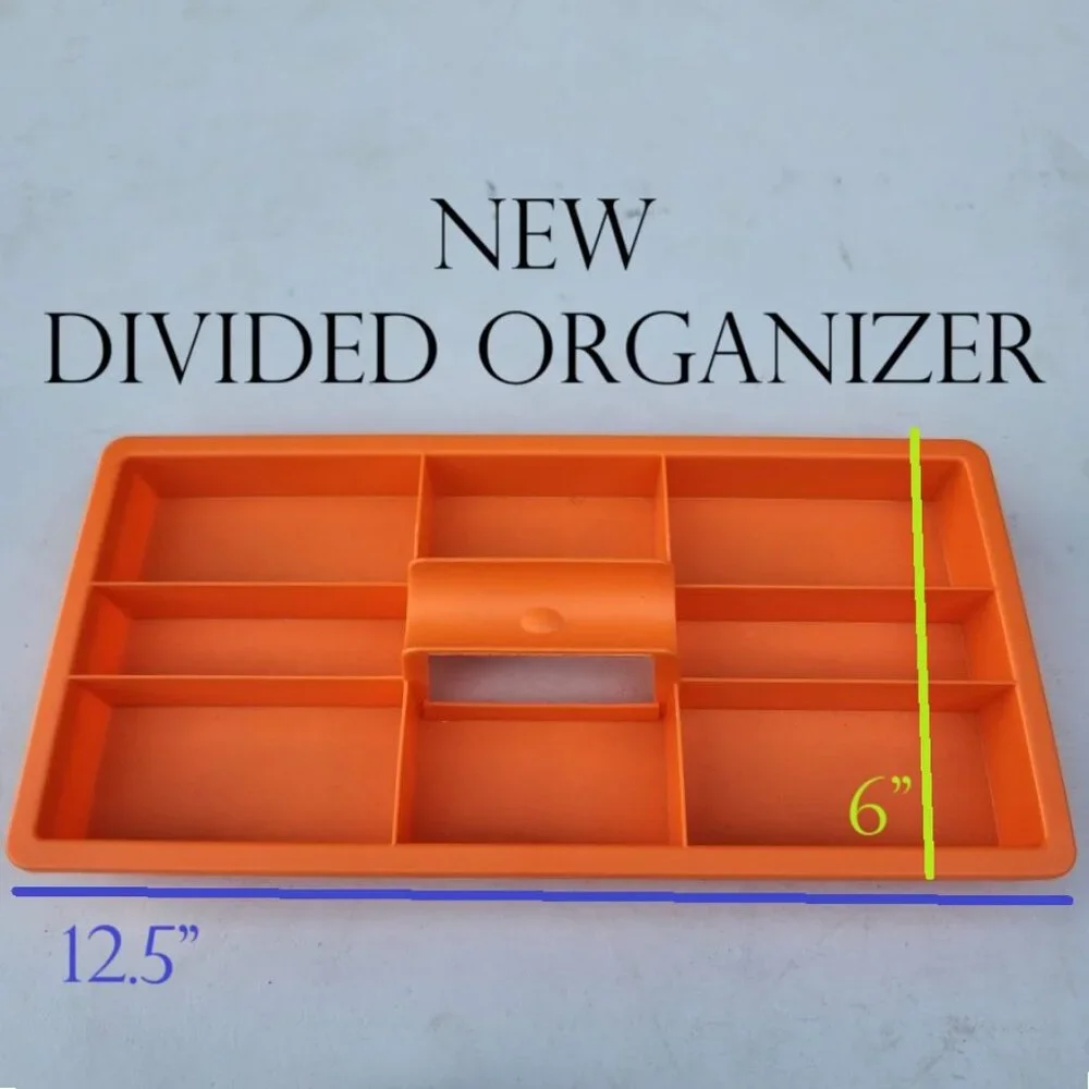 NEW Drawer Organizer Craft Divider with Handle Orange Divided Caddy Arts Crafts